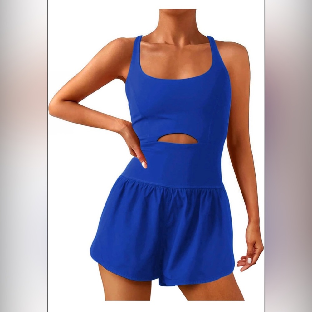 Blue Sleeveless Romper